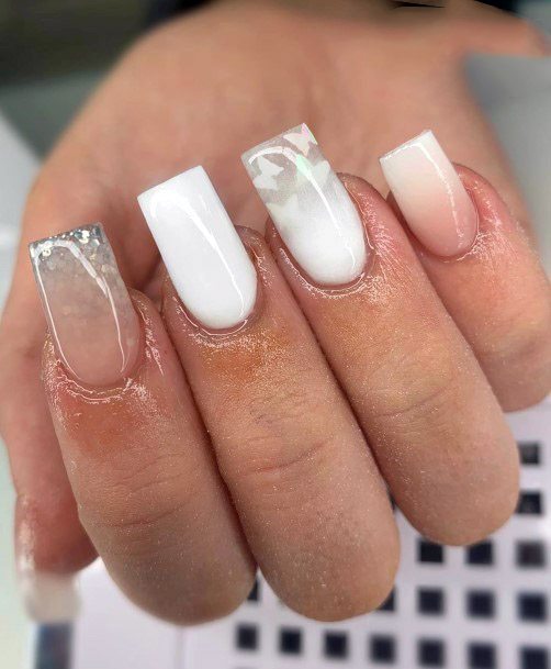 White Nails With Butterflies For Women