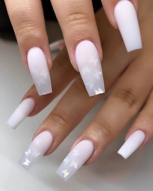 White Ombre Nails Feminine Ideas