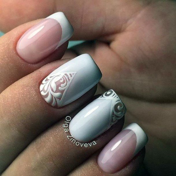 White Prom Nail Feminine Designs