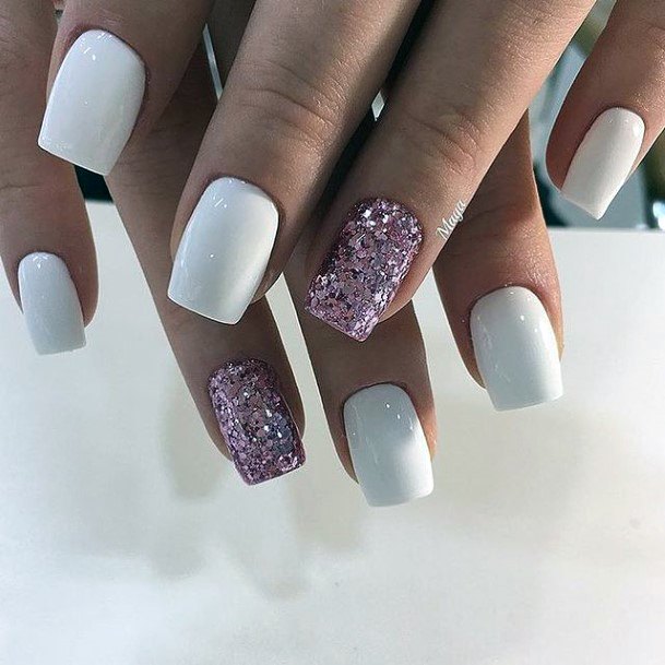 White Prom Nails Feminine Ideas