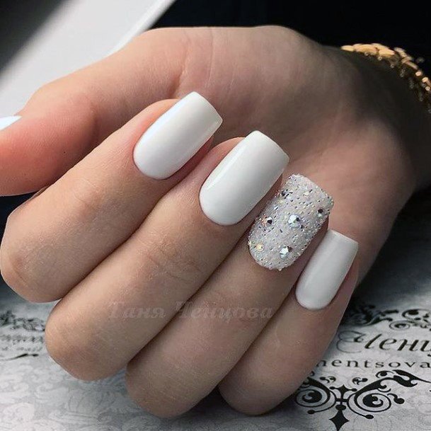 White Prom Nails For Girls