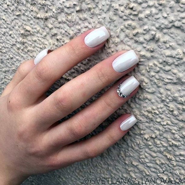 White Prom Womens Nail Ideas