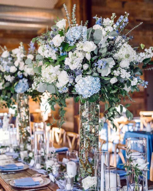 White Rose Filled Wedding Head Table Decor