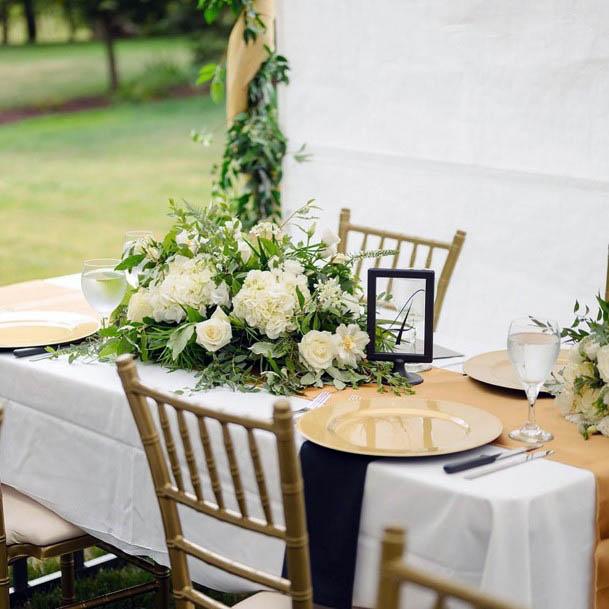 White Roses And Greens Summer Wedding Flowers