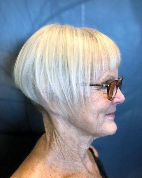 White Rounded Short Bob Hairstyles For Women Over 60