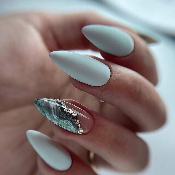 White Silver Almound Decorative Unique Nail On Female