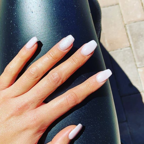 White Square Female Nail Designs