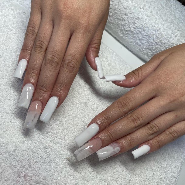 White Square Nail For Ladies