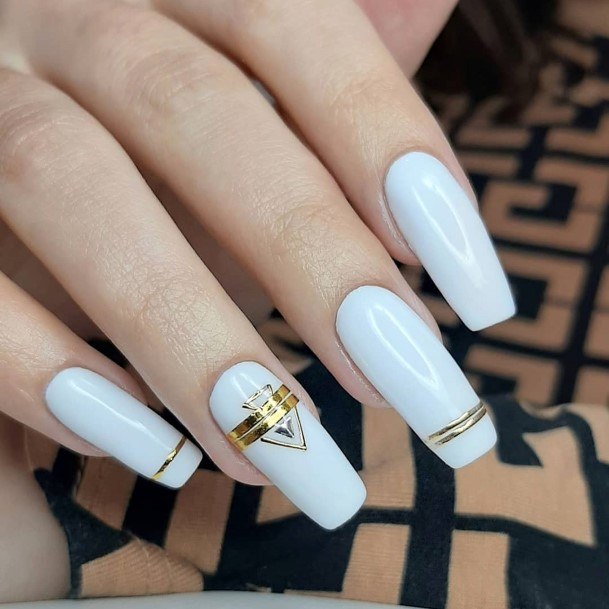 White Square Nails For Girls