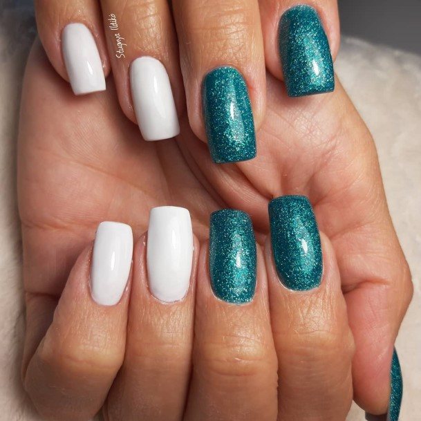 White Square Womens Nail Designs