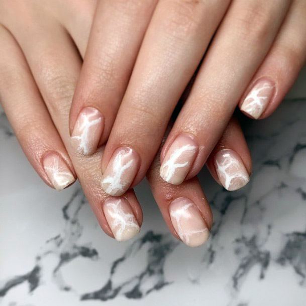 White Squiggles On Squoval Nails