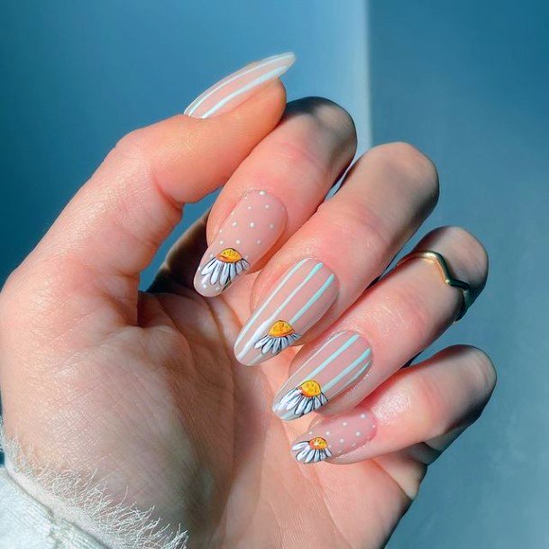 White Stripes April Nails Women