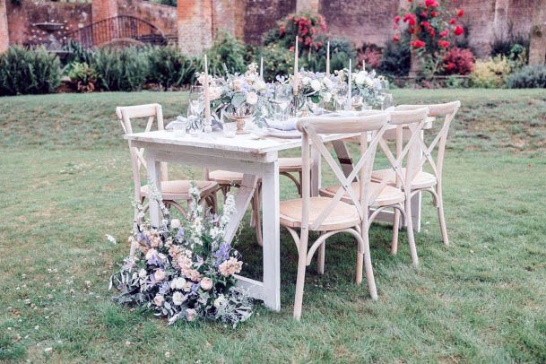 White Summer Wedding Flowers In Table