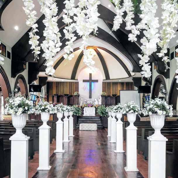 White Themed Church Wedding Decorations