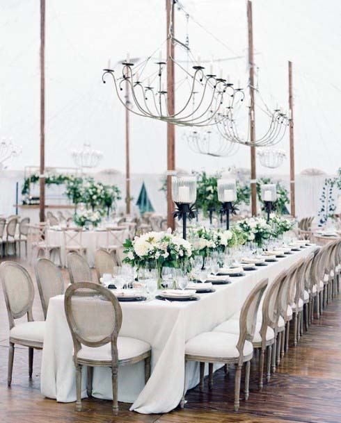 White Themed Wedding Tent Decorations