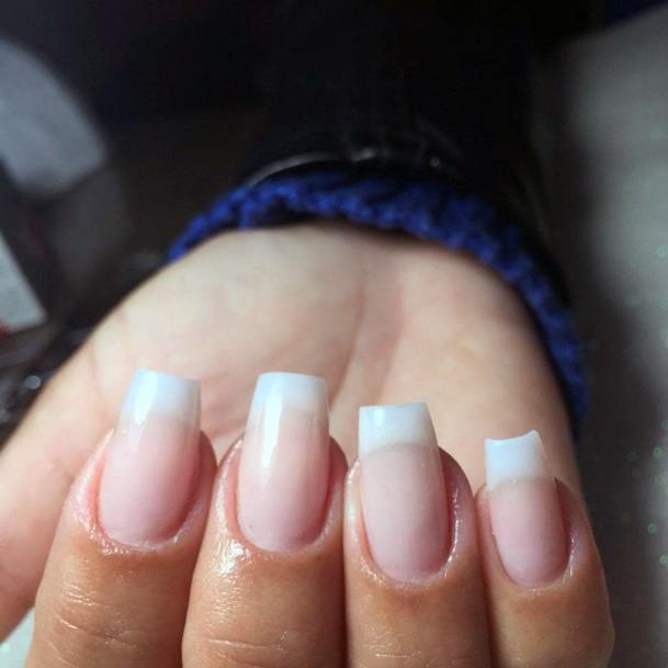White Tipped Natural Nail Ideas For Women