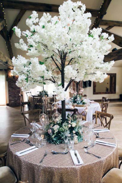 White Tree Wedding Decor