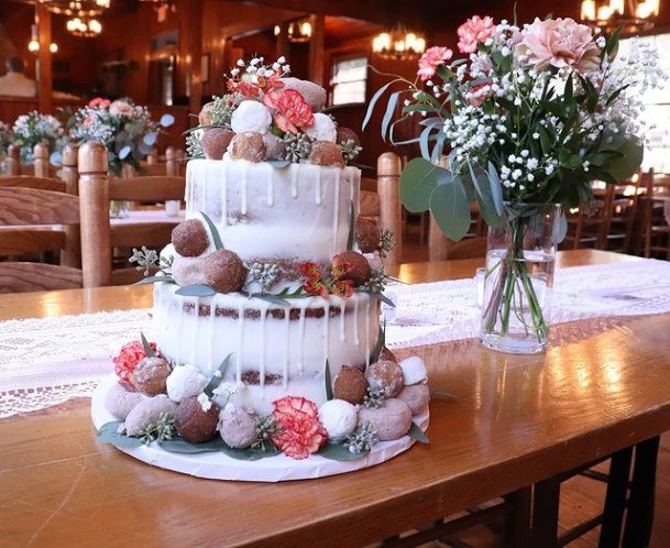 White Wedding Cake And Donuts
