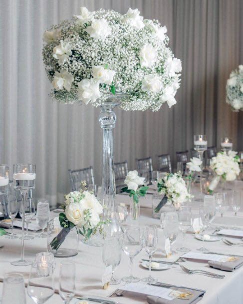 White Wedding Flower Centerpieces