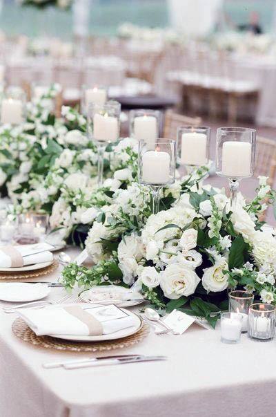 White Wedding Flowers Dining Decorations