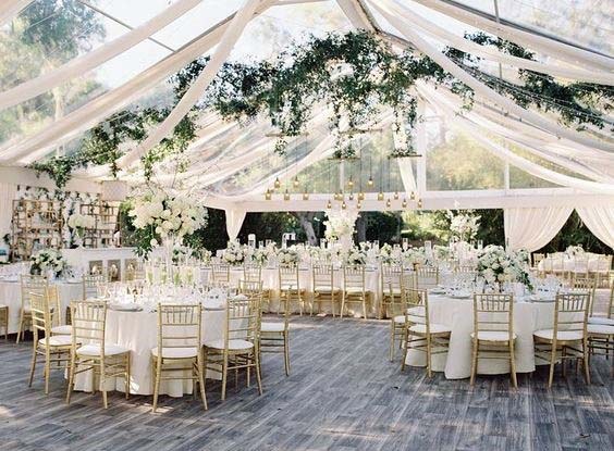 White Wedding Tent Natural Setting Decorations