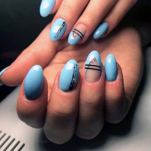 Whitish Blue Almond Nails Bright For Women