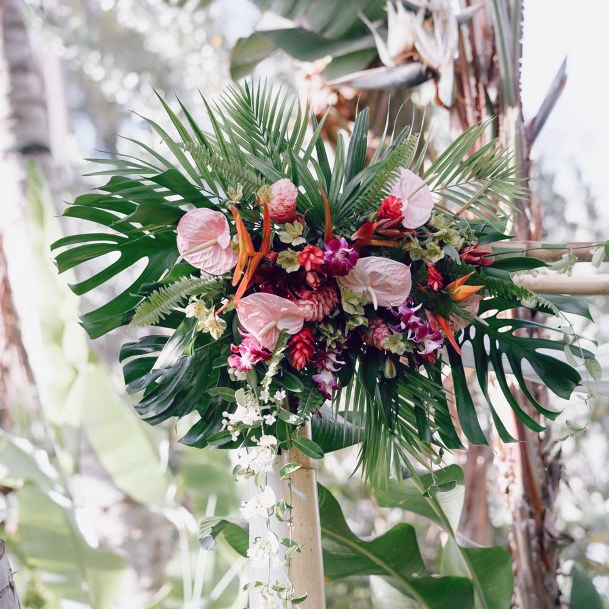 Wide Leafy Tropical Wedding Flowers