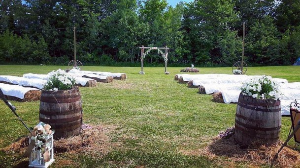 Wide Open Outdoor Ceremony With Tree Backdrop Country Wedding Ideas