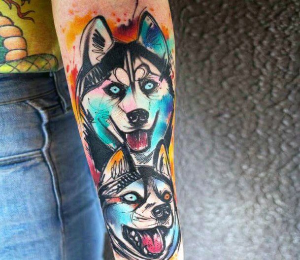 Wild And Jazzy Dogs Tattoo For Women