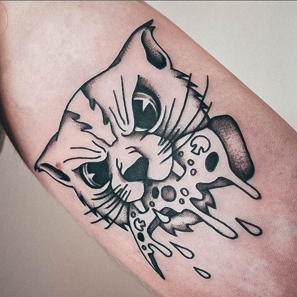 Wild Cat Bicep Coolest Womens Pizza Tattoos