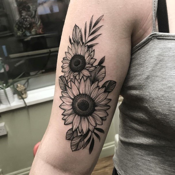 Wild Sunflower Tattoo Womens Arms