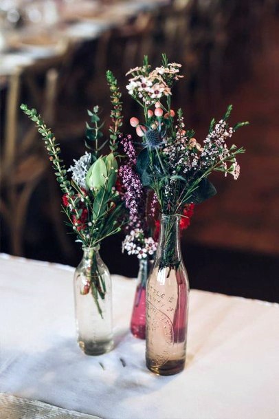 Wildflower Glass Vases Table Decorations Country Wedding Ideas