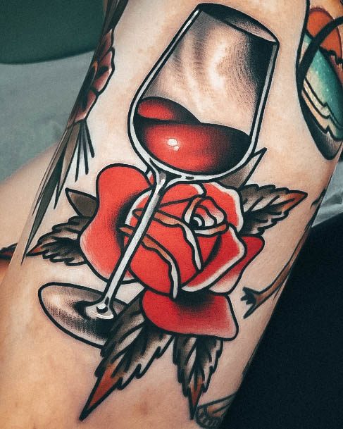 Wine Glass Womens Tattoo Designs