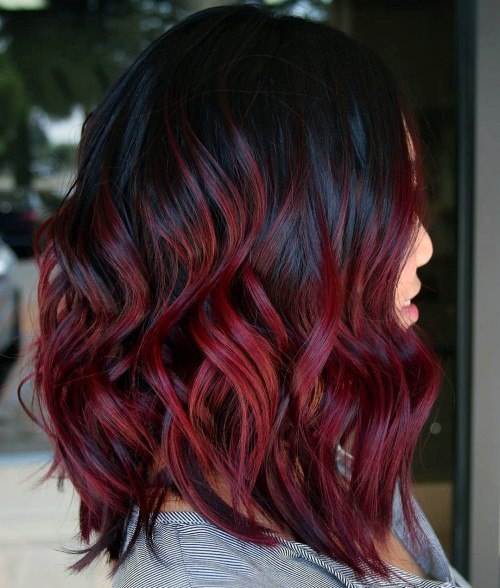 Wine Red Balayage For A Dramatic Red Toned Look Perfect For Dates