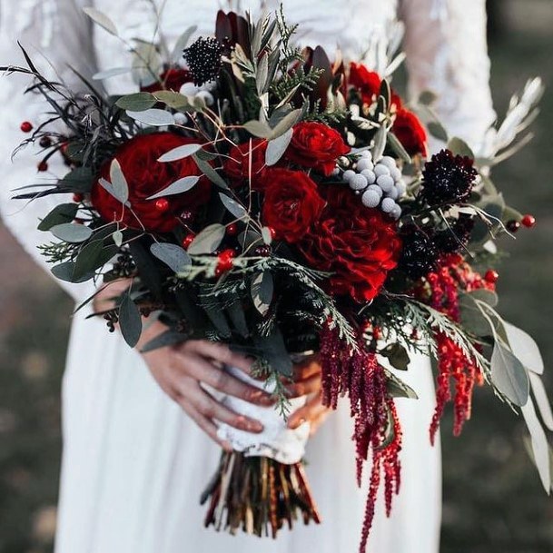 Wine Red Christmas Wedding Flowers