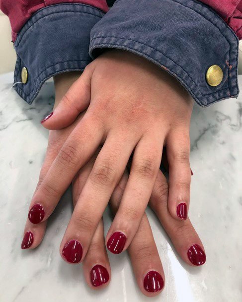 Wine Red Colored Nails
