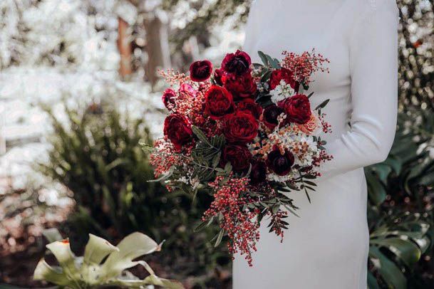 Wine Red Roses And Wedding Flowers