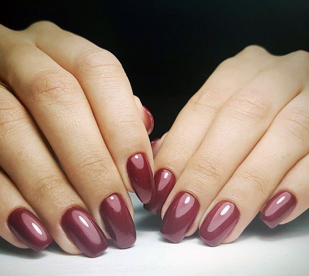 Wine Red Shellac Nails For Women