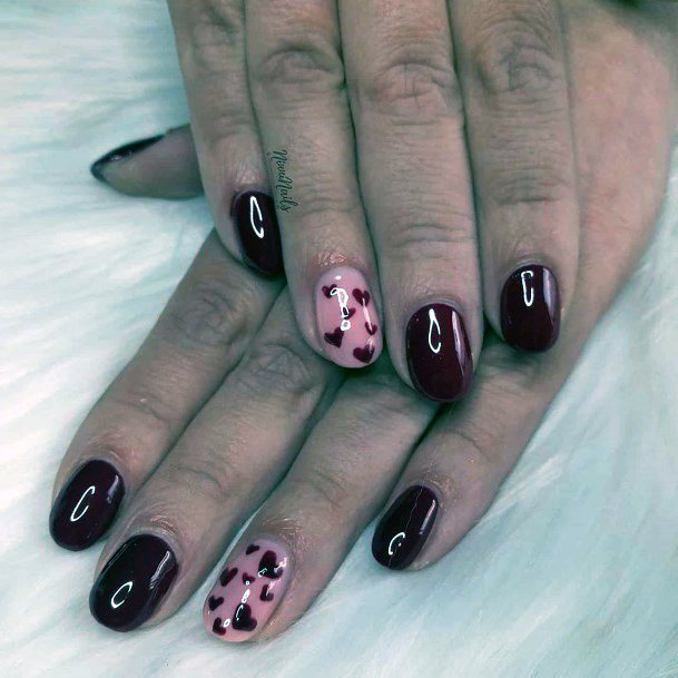 Wine Red Short Red Nails Accent For Women