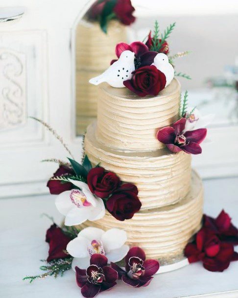 Wine Red Velvet Wedding Cake