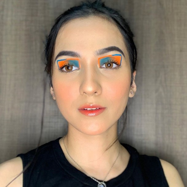 Winged Square Neon Colored Eye Makeup Looks Women