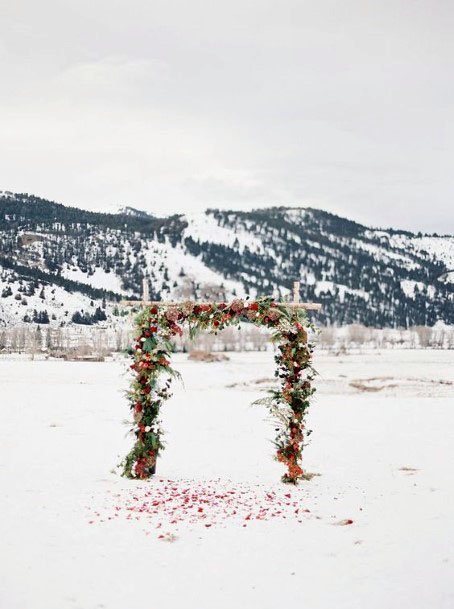 Winter Cute Trendy Floral Arch Wedding Ideas