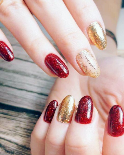 Top 50 Best Maroon and Gold Nails For Women - Luxe Burgundy Designs