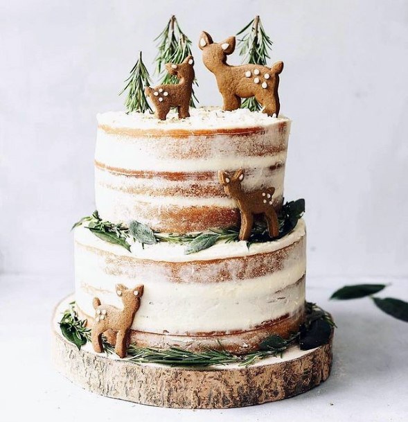 Winter Themed Rustic Wedding Cake