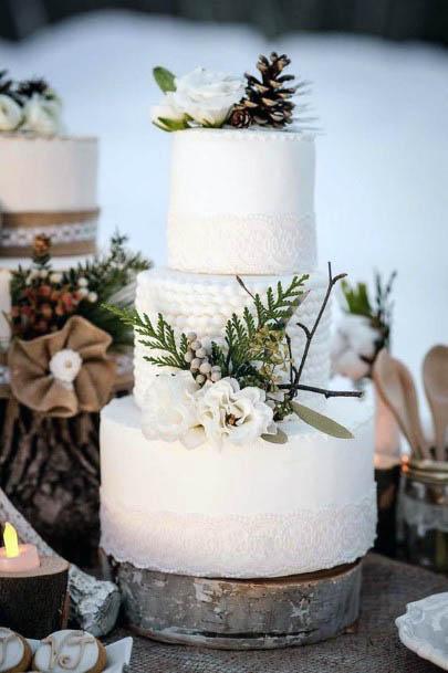 Winter Wedding Flowers On Cake