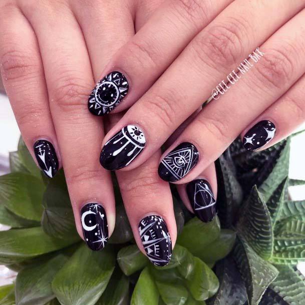 Witch Designs Black Beautiful Nails