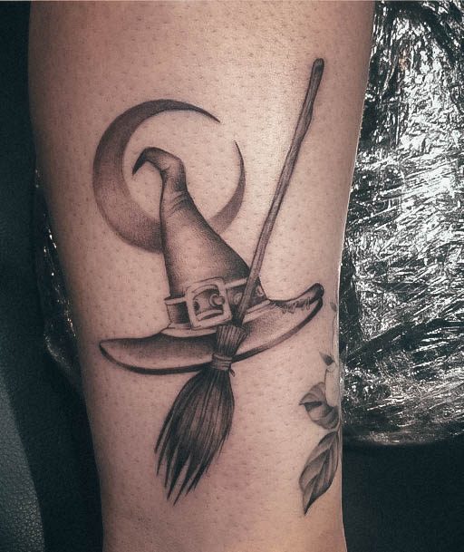 Witch Hat Tattoo Design Inspiration For Women