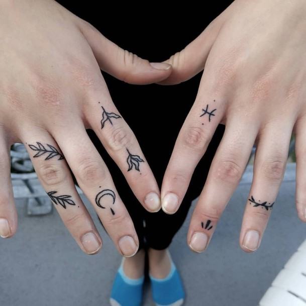 Witch Tattoo Womens Fingers Dark
