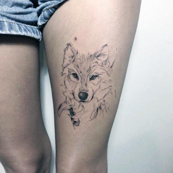 Wolf Drawing Tattoo Womens Arms