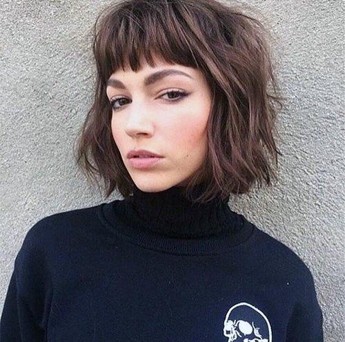 Woman Chin Length Easy Hairstyle With Bangs